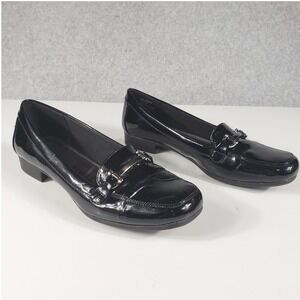 Anne Klein Womens Loafers Varina 7.5 Black Patent Bit Slip On Work Shoes iFlex‎